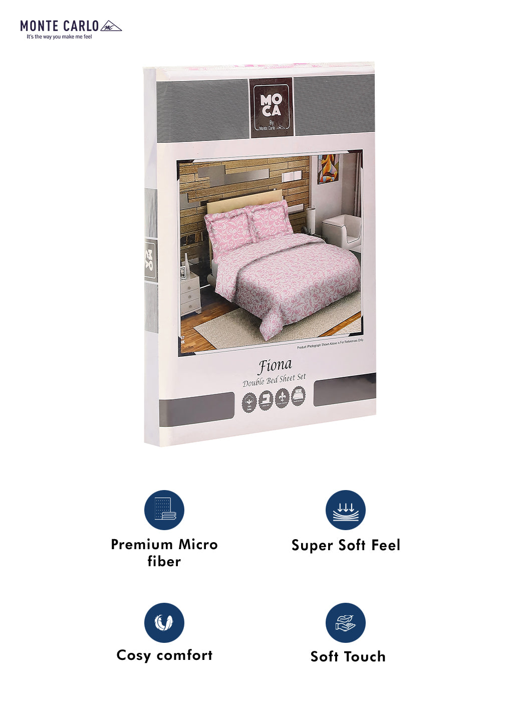 MOCA by Monte Carlo 104 TC Cotton Double Bedsheet with 2 Pillow Covers