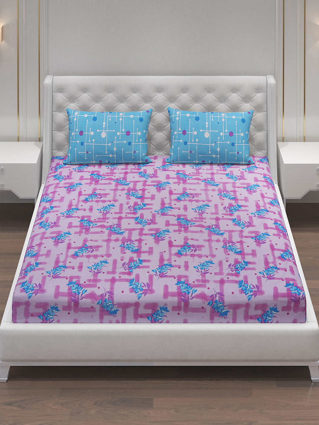 MOCA by Monte Carlo 104 TC Cotton Double Bedsheet with 2 Pillow Covers