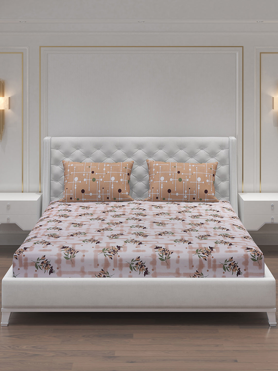 MOCA by Monte Carlo 104 TC Cotton Double Bedsheet with 2 Pillow Covers