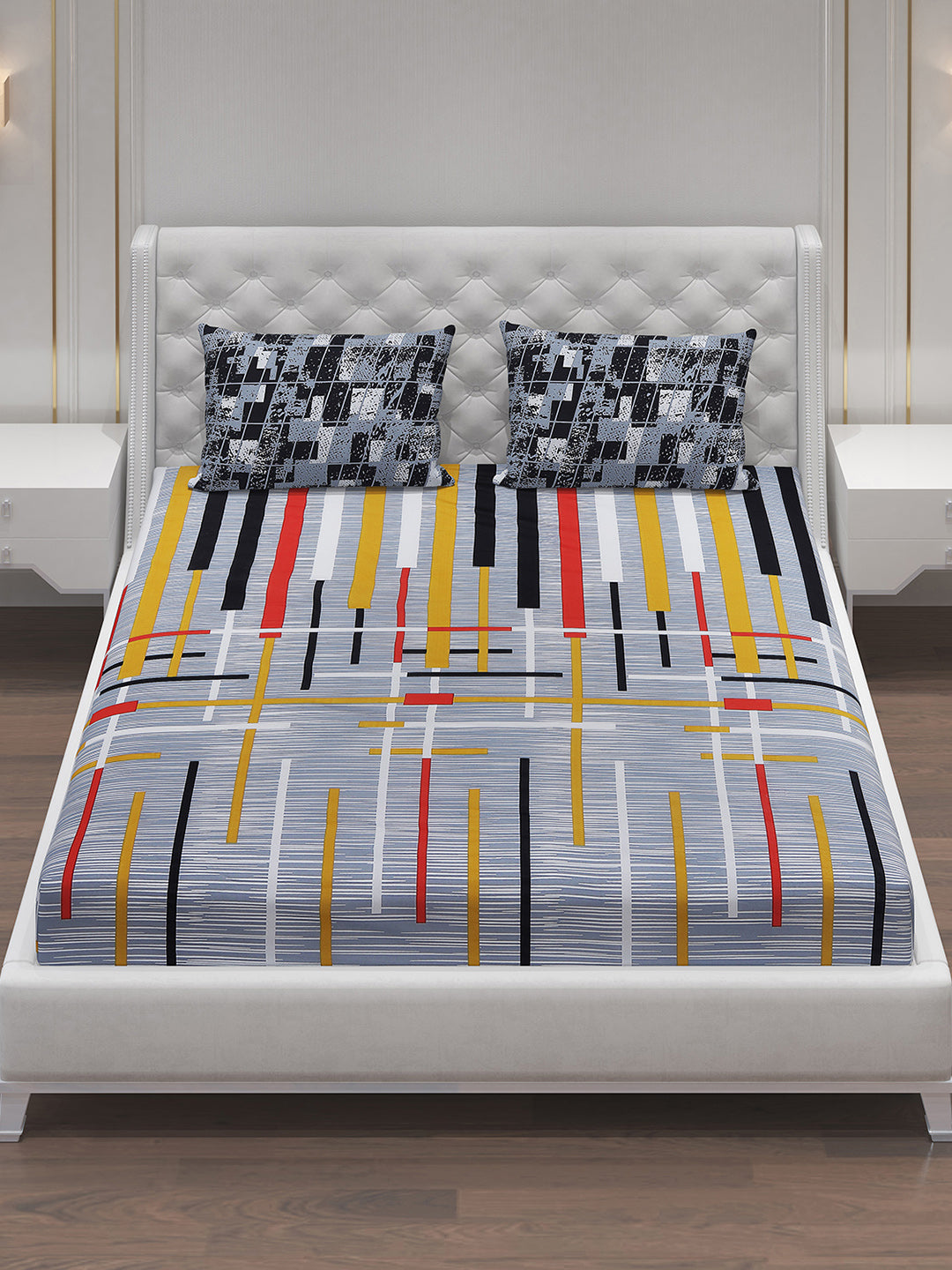 MOCA by Monte Carlo 104 GSM Cotton Double Bedsheet With 2 Pillow Covers