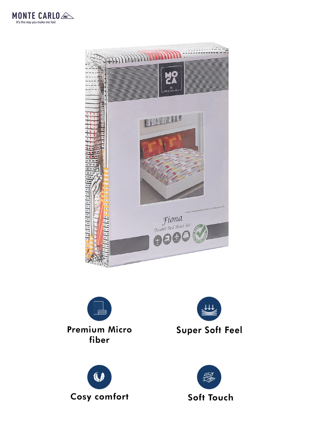 MOCA by Monte Carlo 104 GSM Cotton Double Bedsheet (2 Pcs Set)