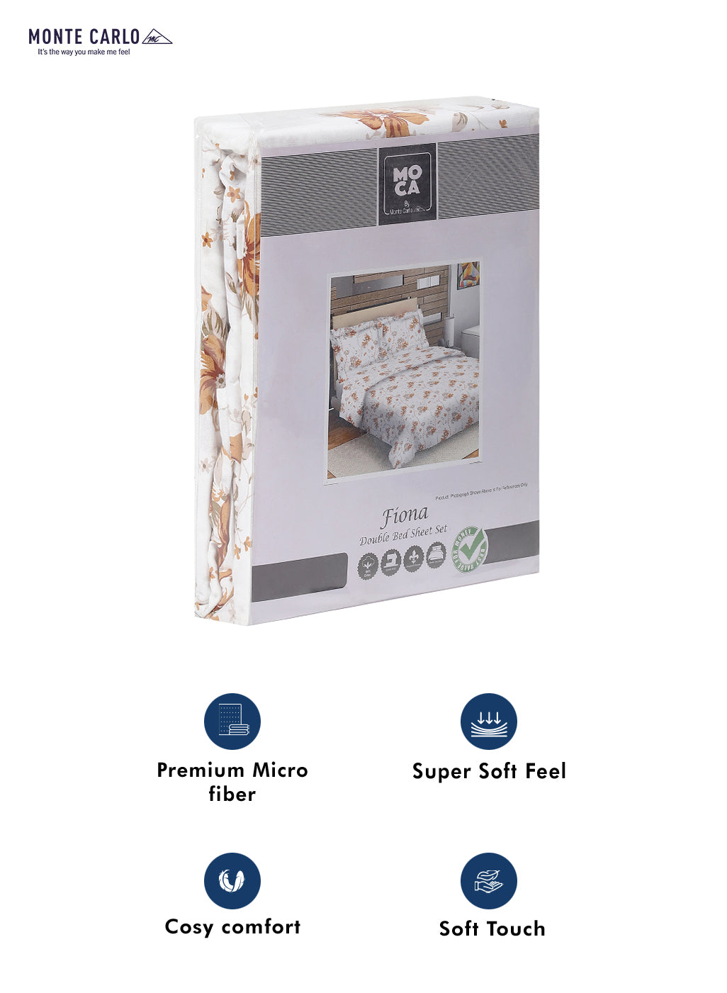 MOCA by Monte Carlo 104 GSM Cotton Double Bedsheet (2 Pcs Set)