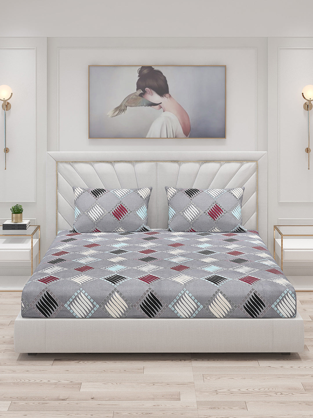 120 GSM Polyester Double Bed Bedsheet with 2 Pillow Covers - Updated - Updated