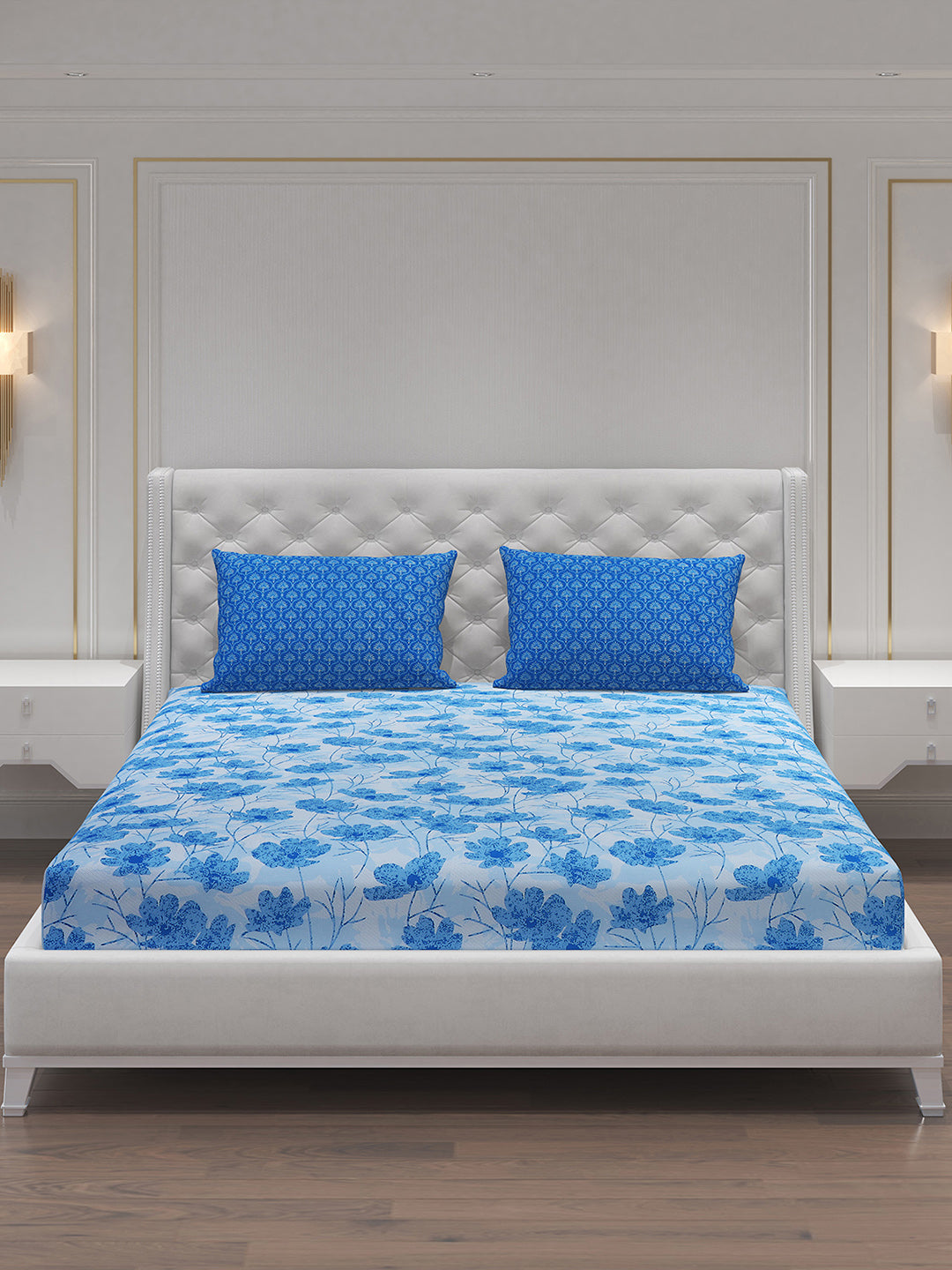 MOCA by Monte Carlo 144 TC Cotton King Bedsheet with 2 Pillow Covers