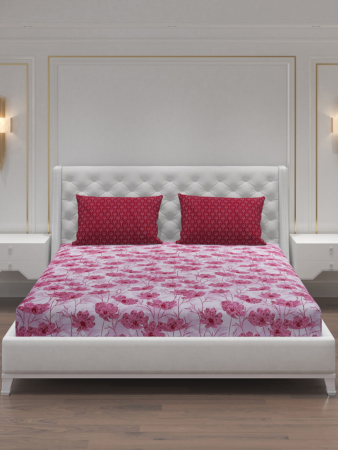 MOCA by Monte Carlo 144 TC Cotton King Bedsheet with 2 Pillow Covers