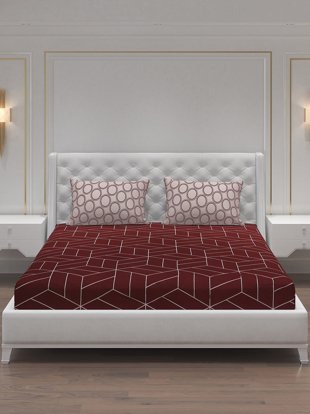 MOCA by Monte Carlo 144 TC Cotton King Bedsheet with 2 Pillow Covers