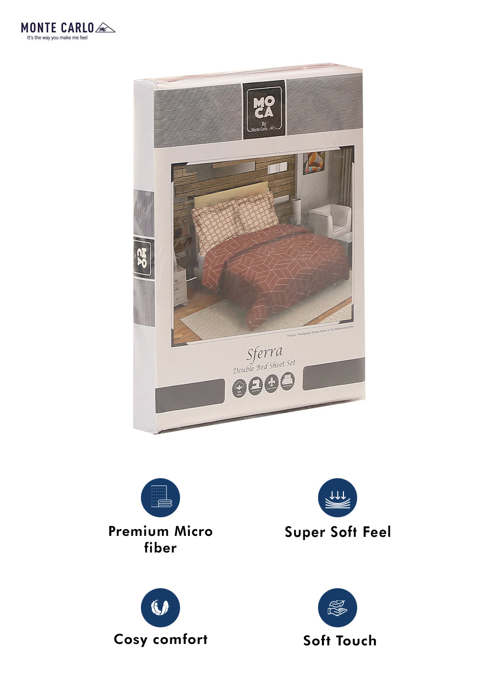 MOCA by Monte Carlo 144 TC Cotton King Bedsheet with 2 Pillow Covers