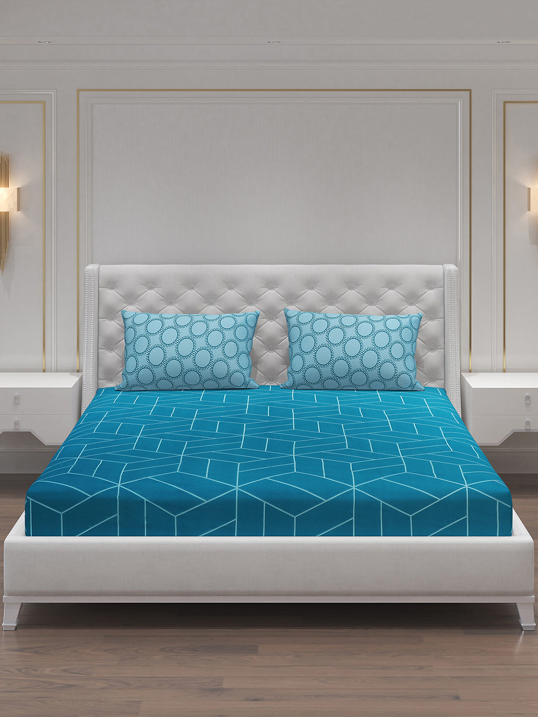 MOCA by Monte Carlo 144 TC Cotton King Bedsheet with 2 Pillow Covers