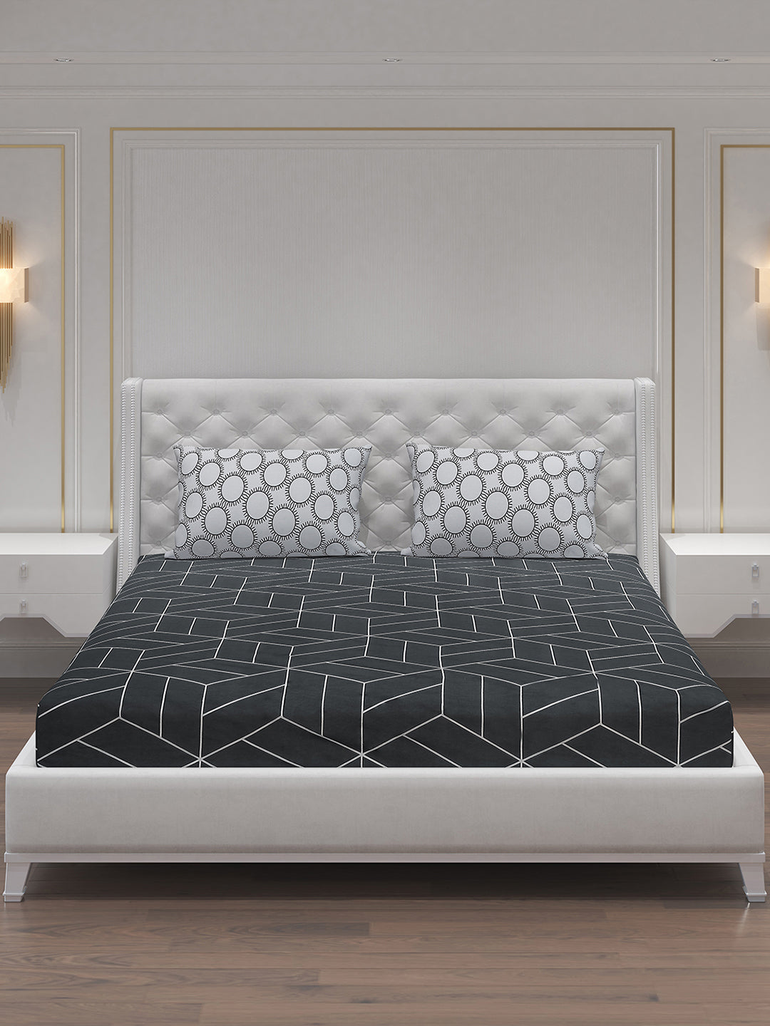 MOCA by Monte Carlo 144 TC Cotton King Bedsheet with 2 Pillow Covers