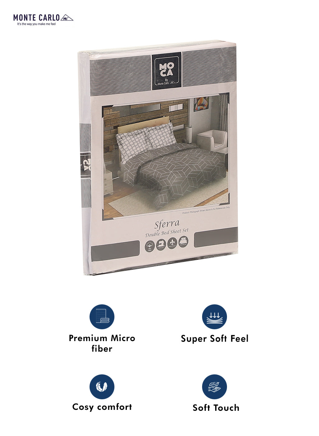 MOCA by Monte Carlo 144 TC Cotton King Bedsheet with 2 Pillow Covers