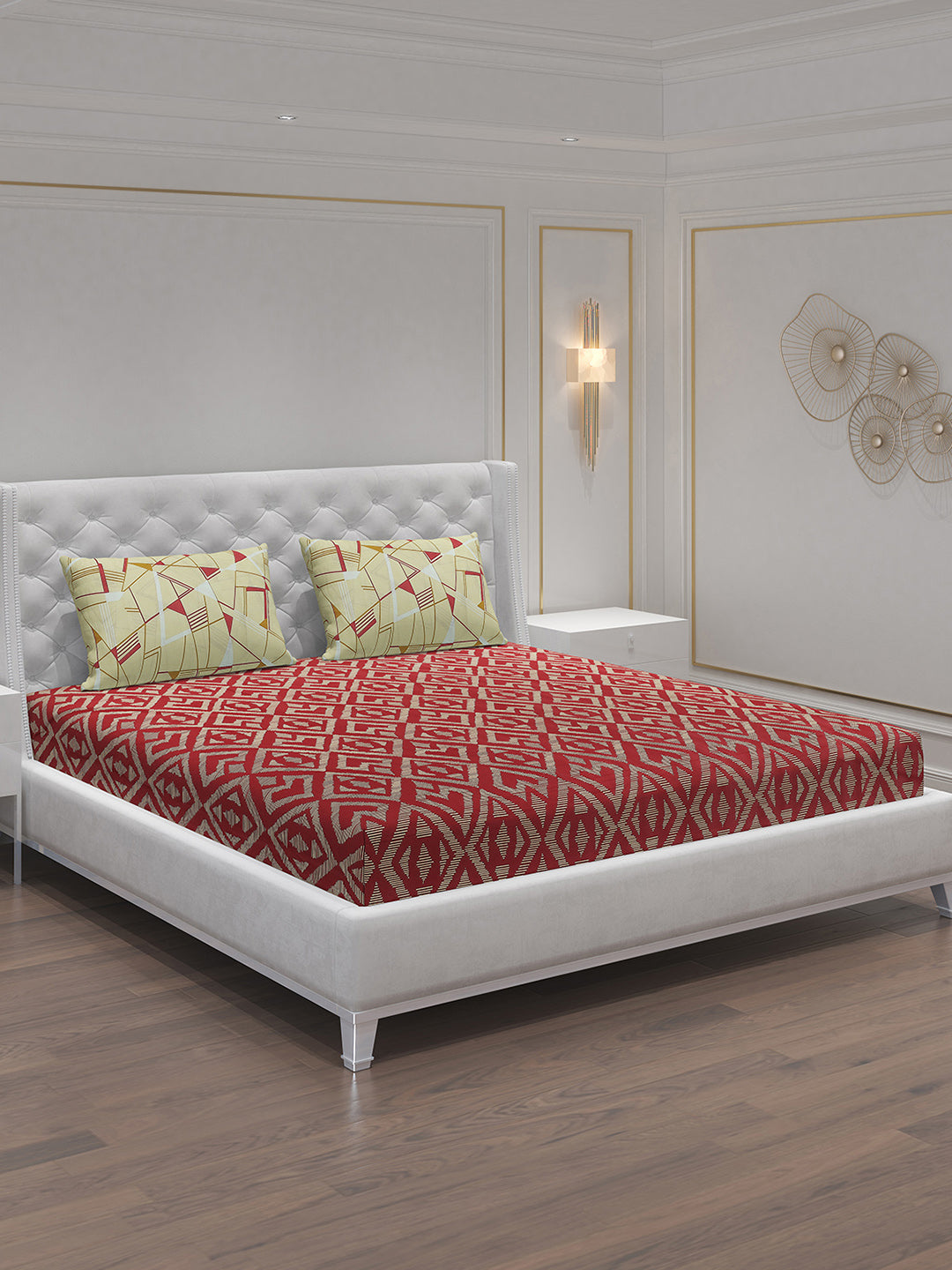 MOCA by Monte Carlo 144 TC Cotton King Bedsheet with 2 Pillow Covers