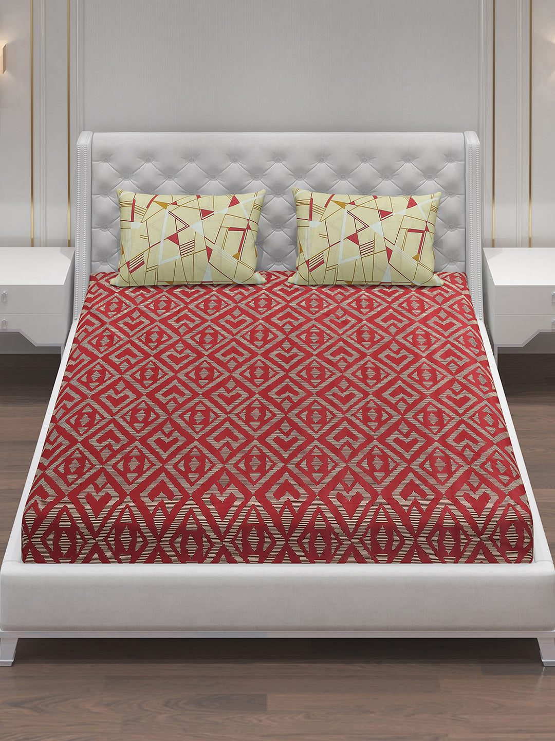 MOCA by Monte Carlo 144 TC Cotton King Bedsheet with 2 Pillow Covers