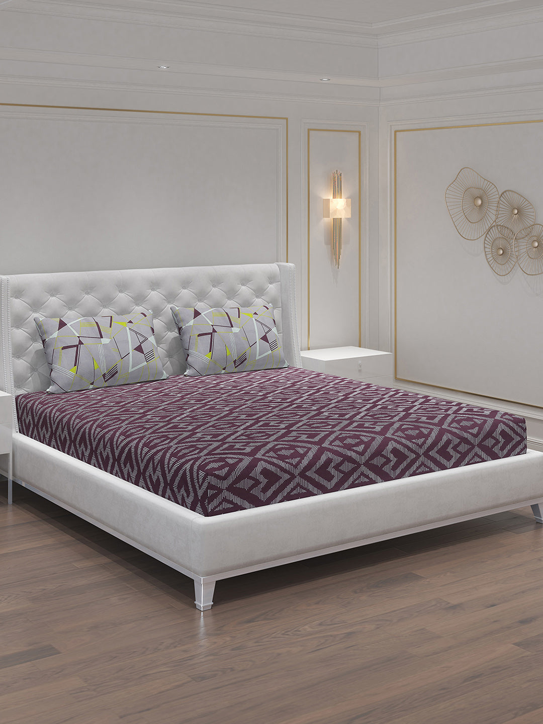 MOCA by Monte Carlo 144 TC Cotton King Bedsheet with 2 Pillow Covers