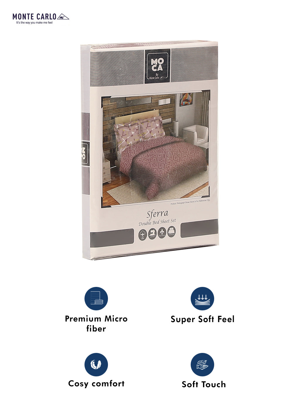 MOCA by Monte Carlo 144 TC Cotton King Bedsheet with 2 Pillow Covers