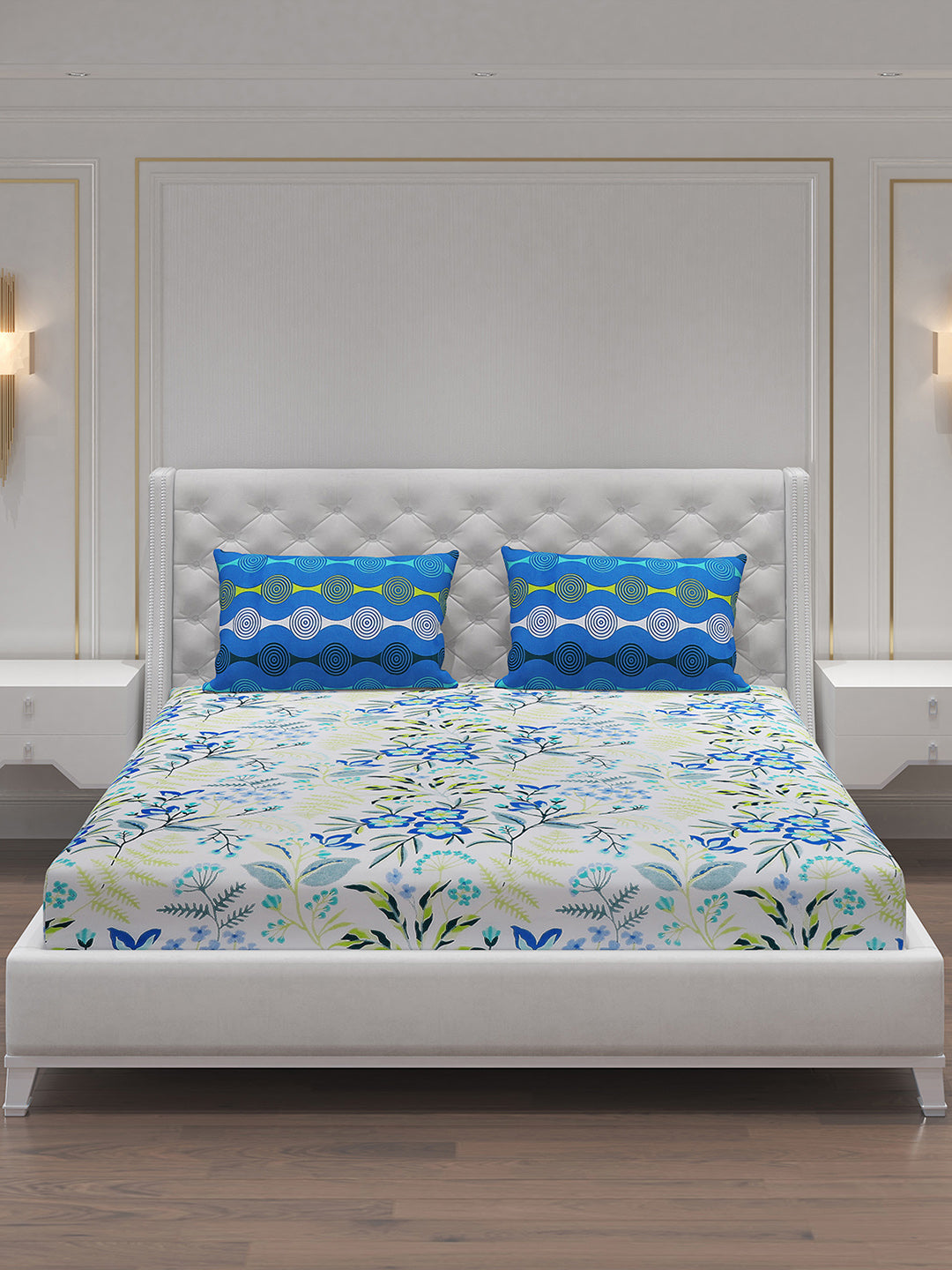 MOCA by Monte Carlo 144 TC Cotton King Bedsheet with 2 Pillow Covers