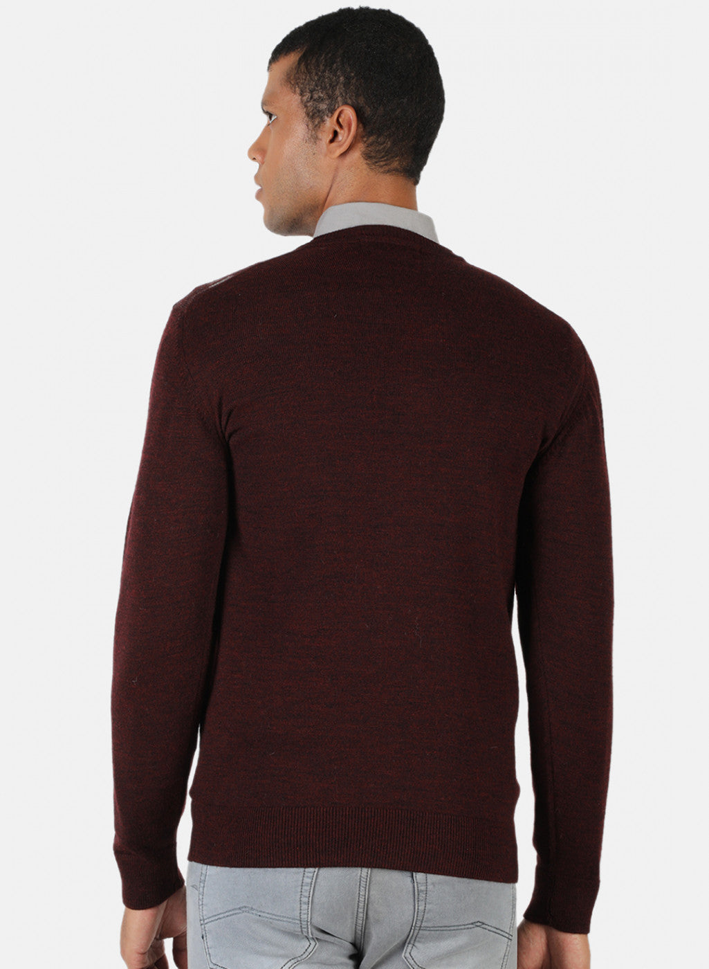 Men Maroon Solid Pullover