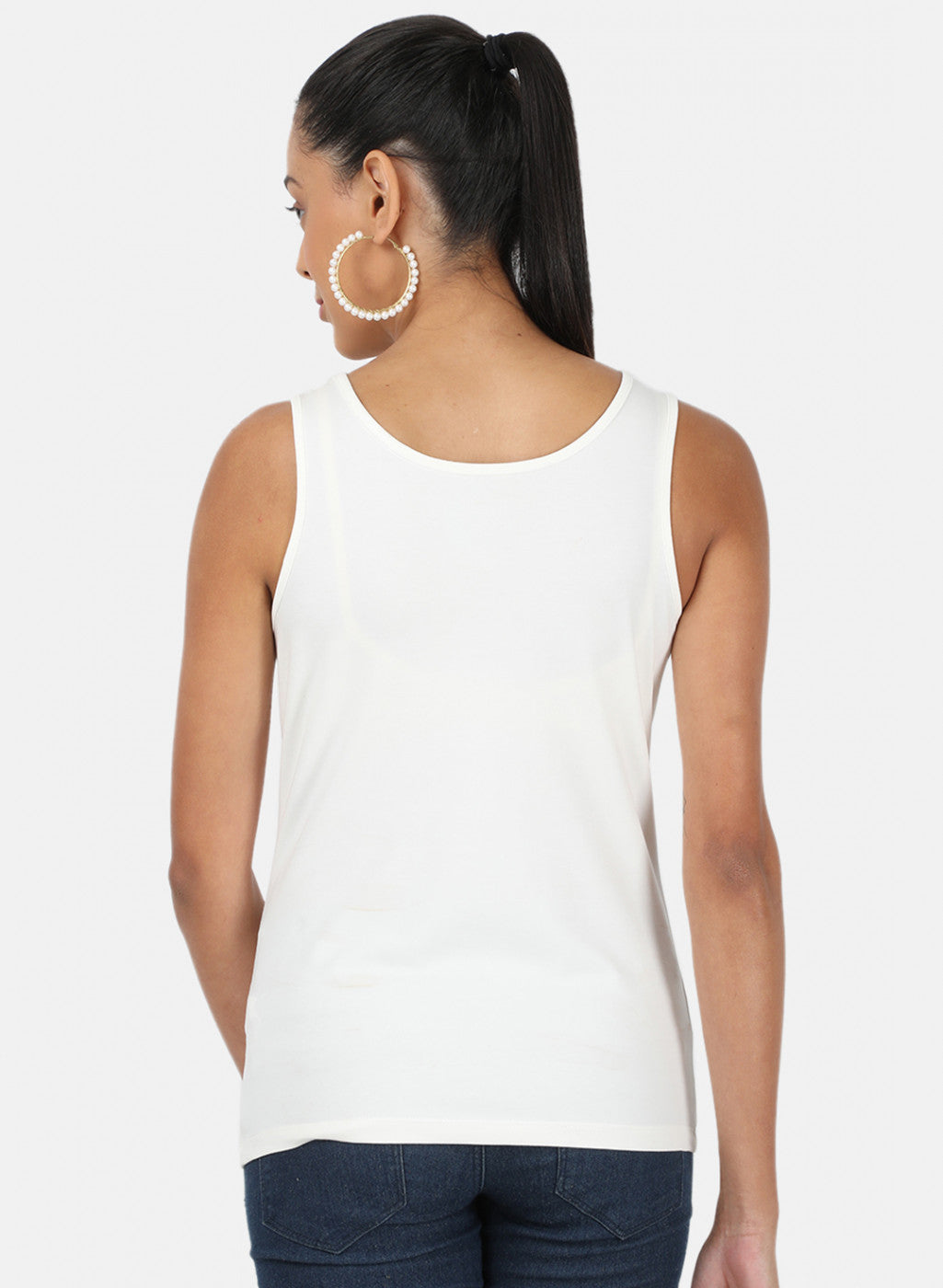 Womens Off White Plain Spaghetti