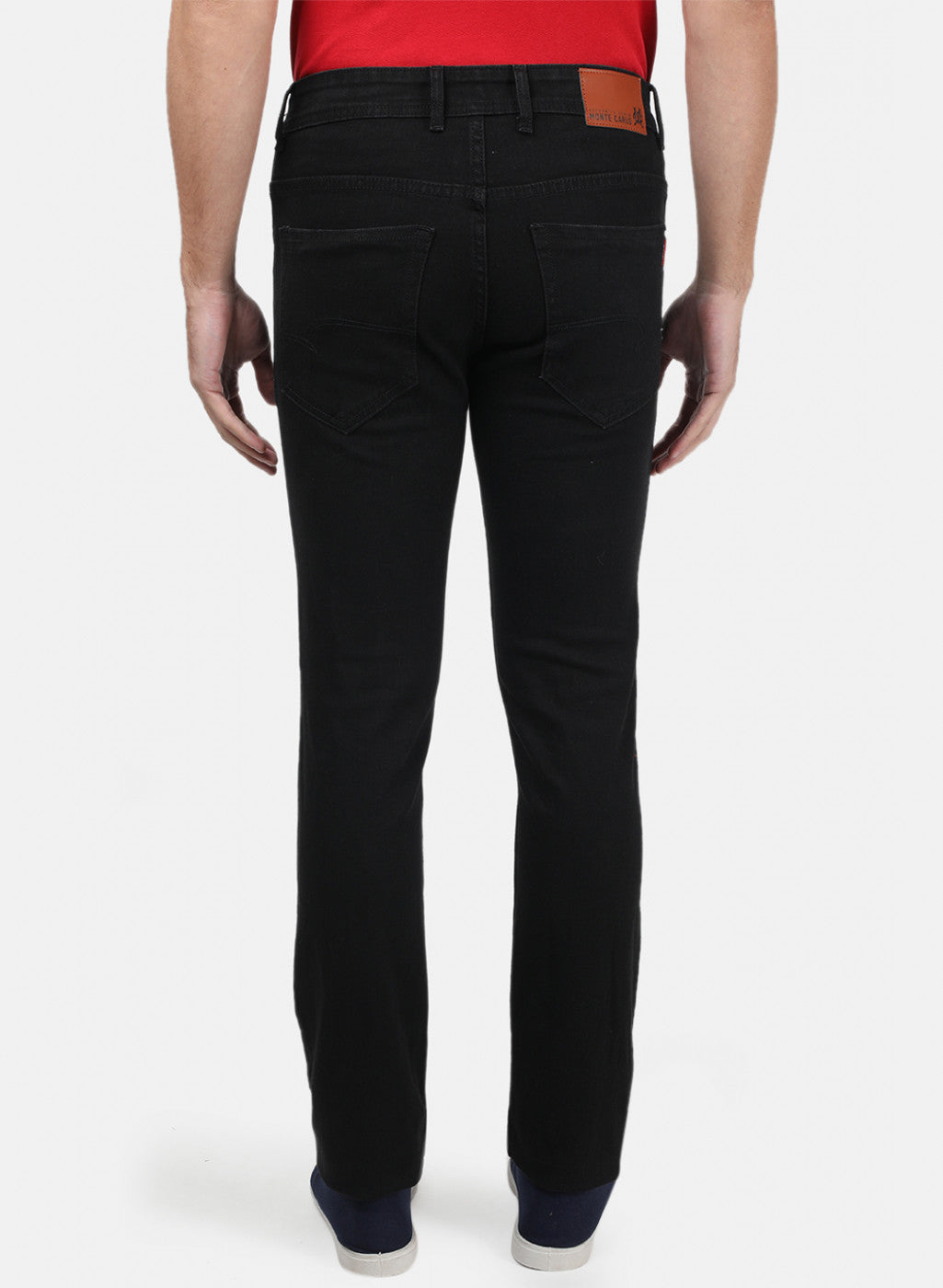 Men Black Plain Denims