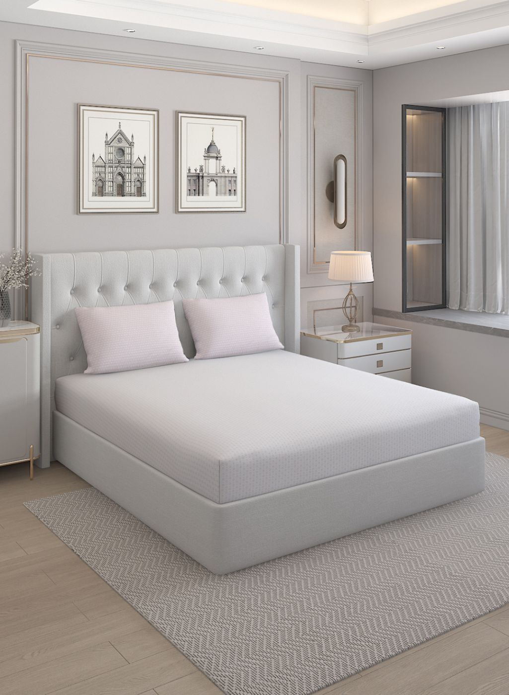 210TC Pure Cotton Queen Bedsheet with 2 Pillow Covers