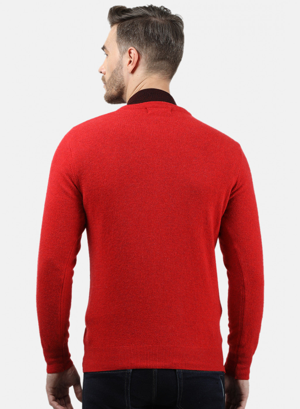 Men Red Solid Pullover