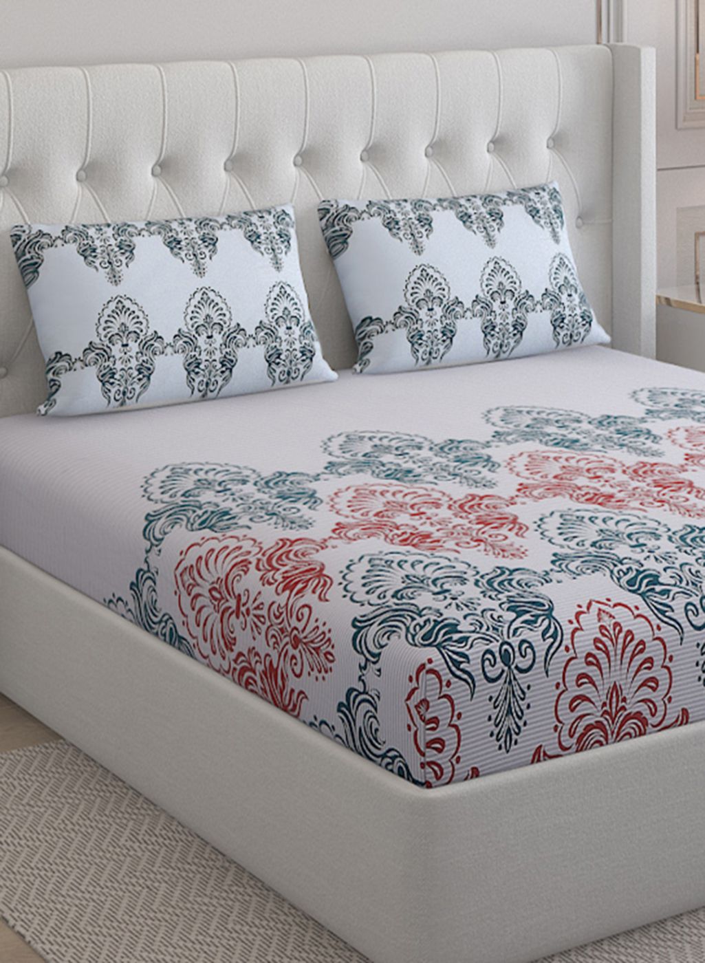 144TC Pure Cotton Single Bedsheet with 2 Pillow Covers