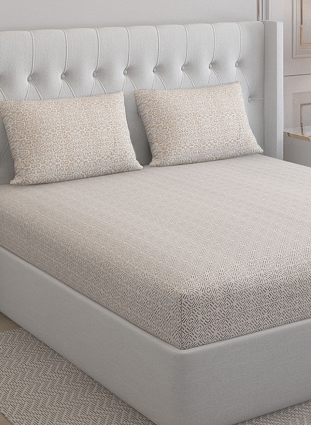 210TC Pure Cotton Queen Bedsheet with 2 Pillow Covers