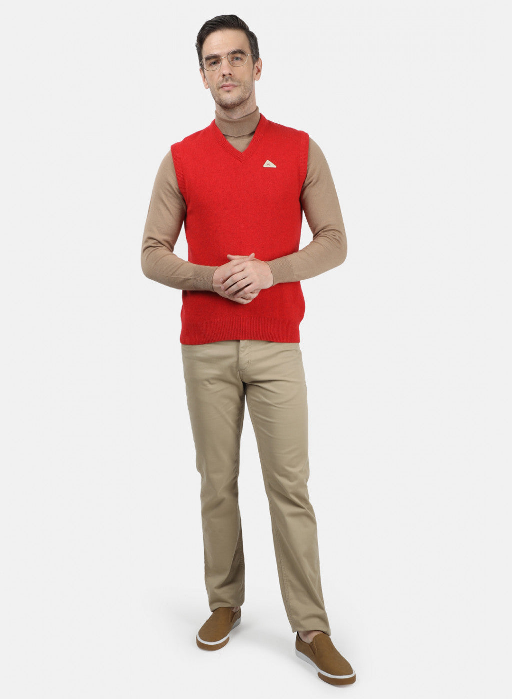 Men Red Solid Sweater