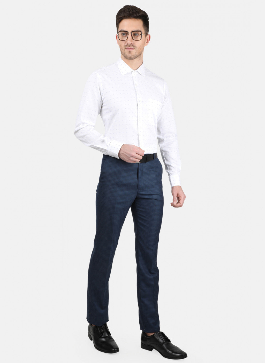 Mens Black & Blue Smart Trouser