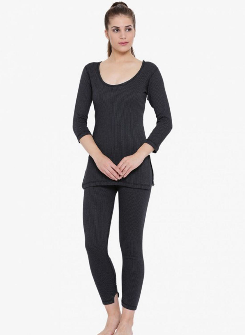 Women Black Solid Thermal Lower