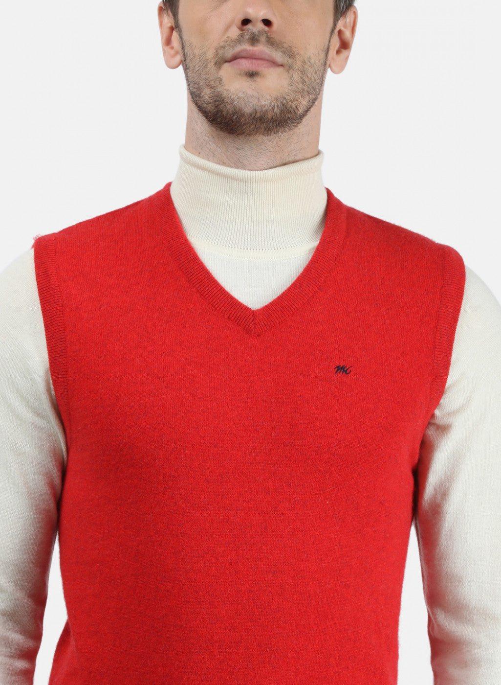 Men Red Solid Sweater