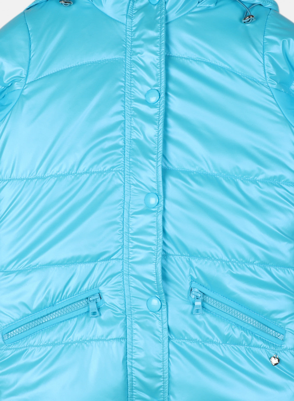 Girls Sky Blue Solid Jacket