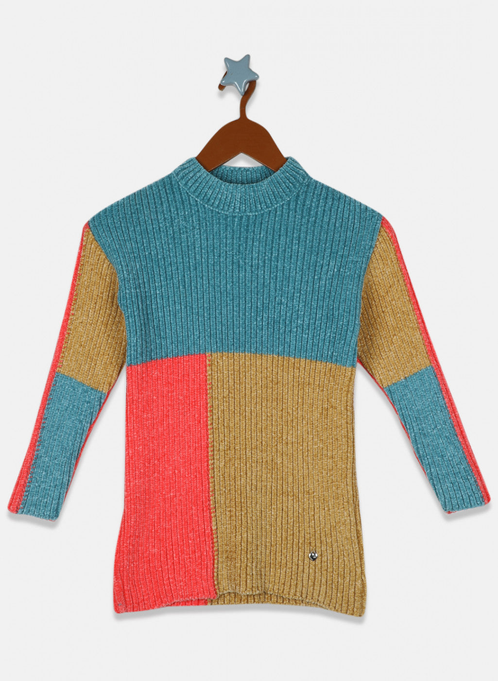 Girls Sea Green Self Design Top