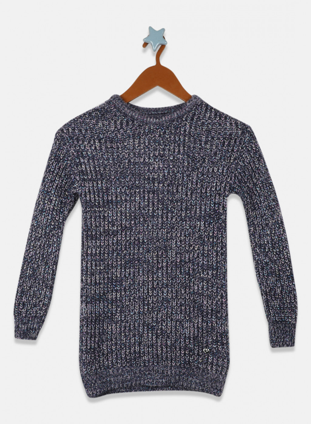 Girls Navy Blue Solid Top