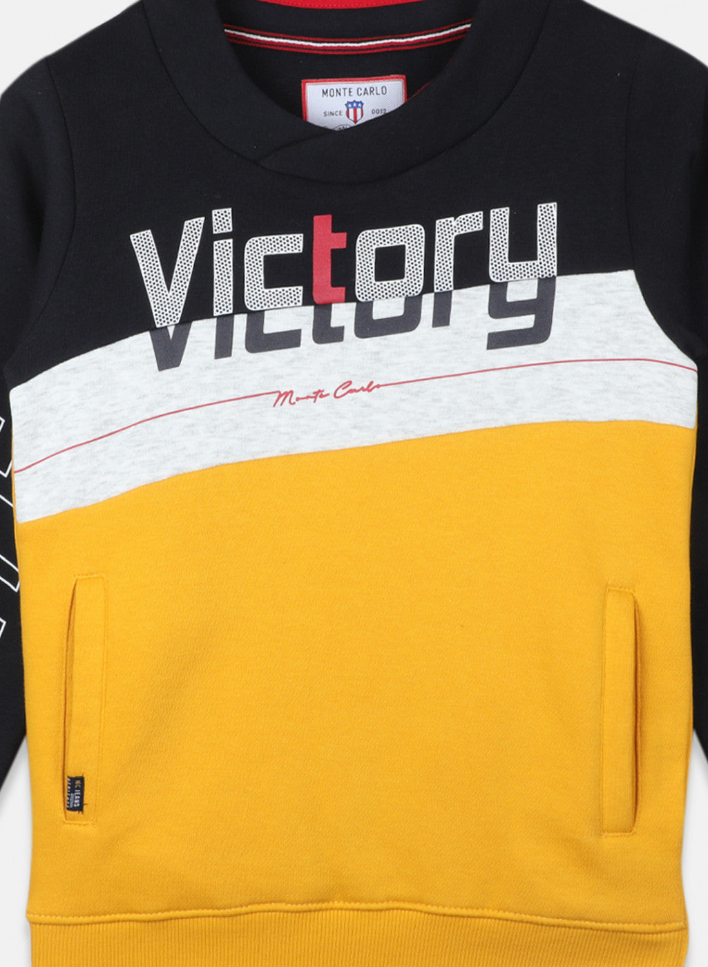 Boys Navy Blue & Mustard Printed Sweatshirt