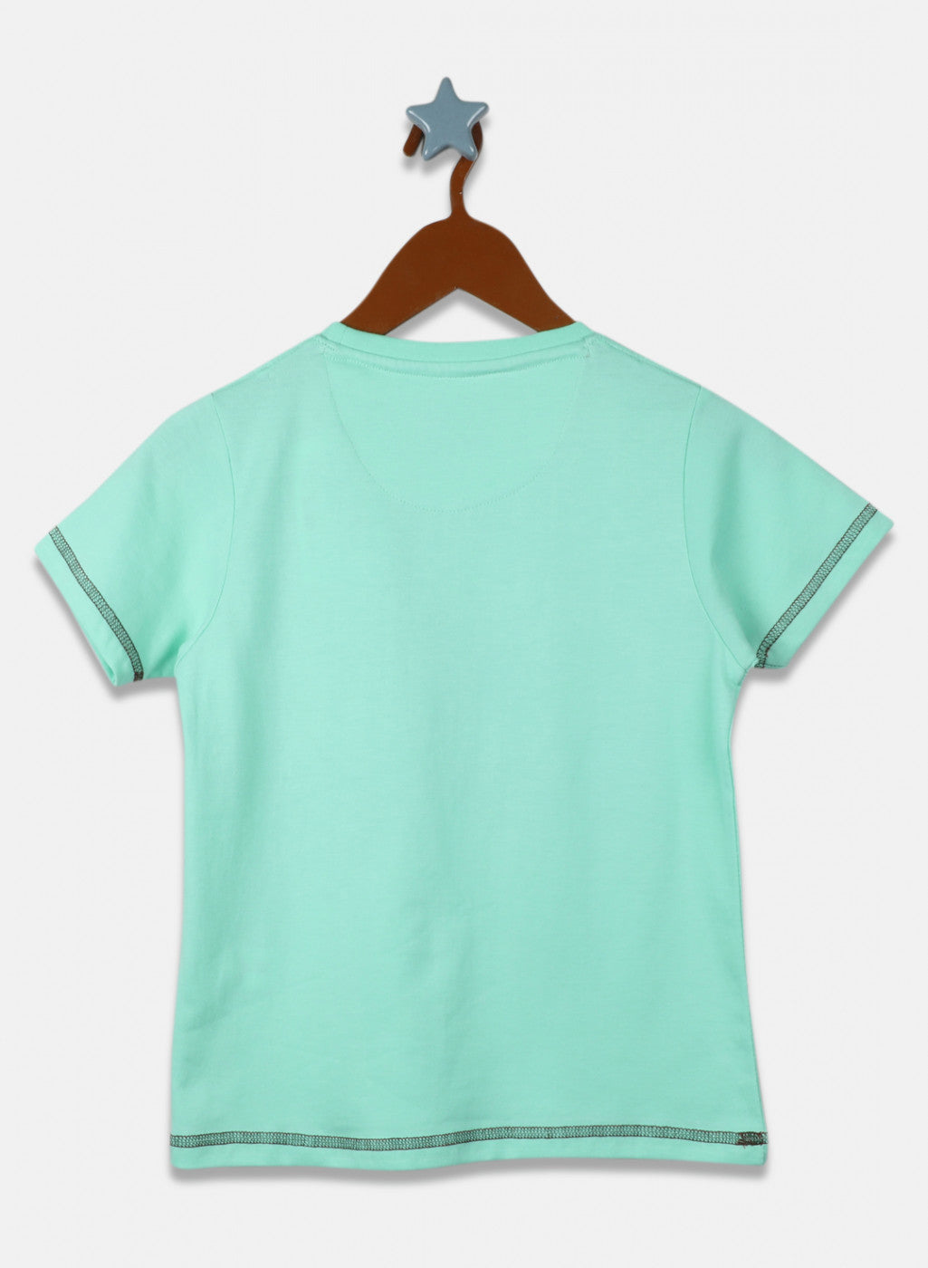 Boys Sea Green Printed T-Shirt