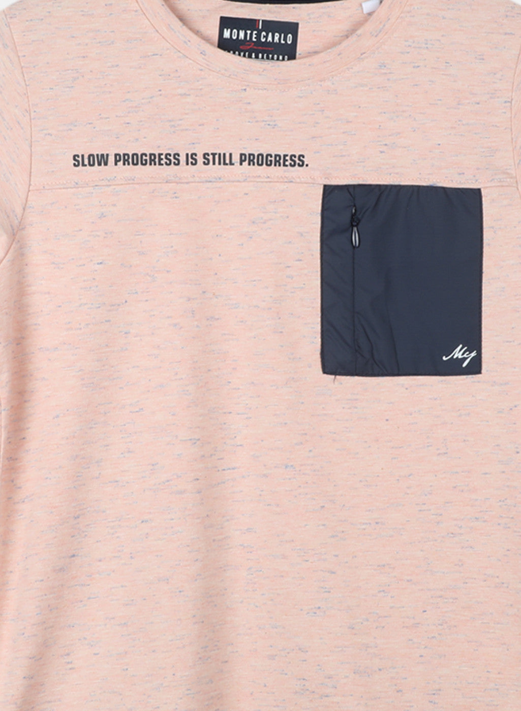 Boys Peach Printed T-Shirt