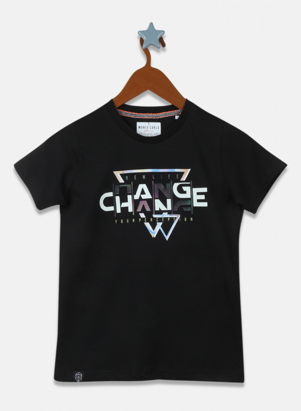Boys Black Printed T-Shirt