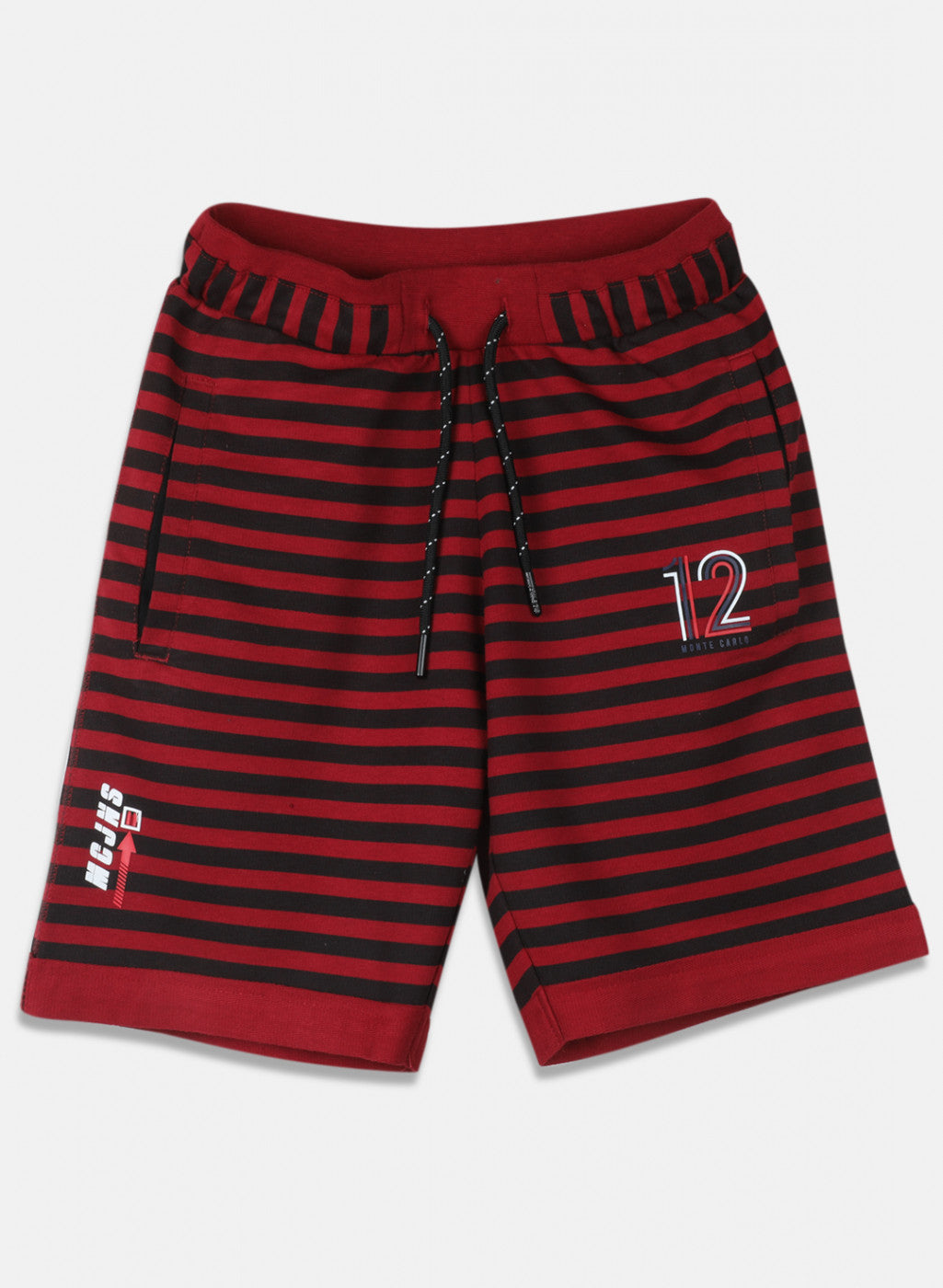 Boys Maroon Printed Bermuda