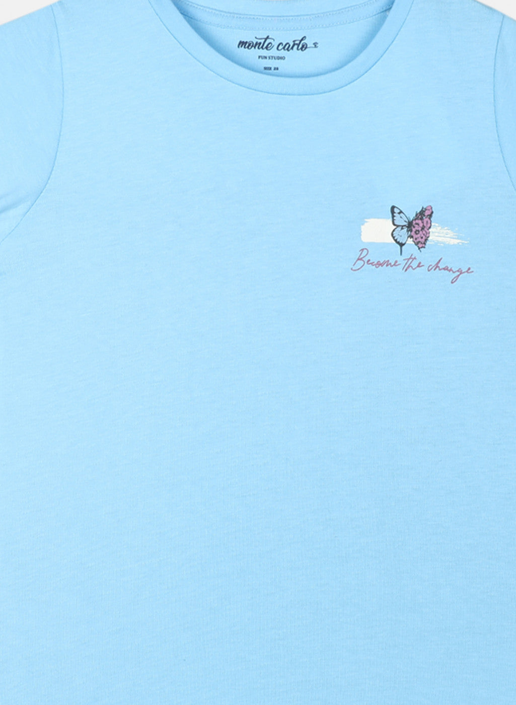 Girls Sky Blue Printed Top