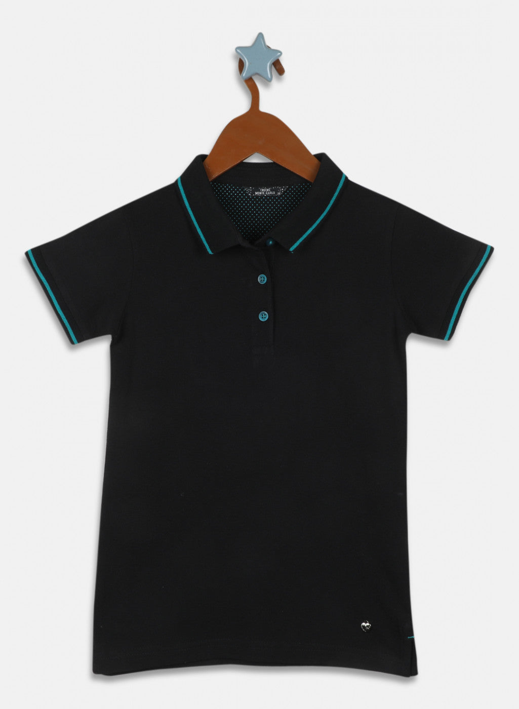 Girls Black Plain T-Shirt