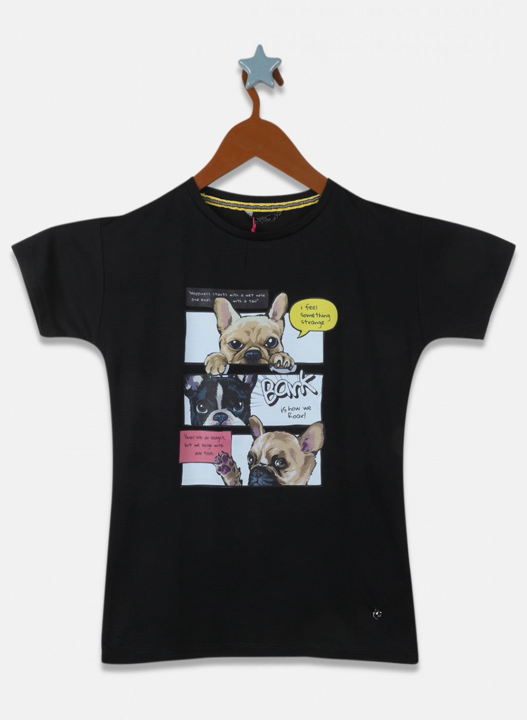 Girls Black Printed Top