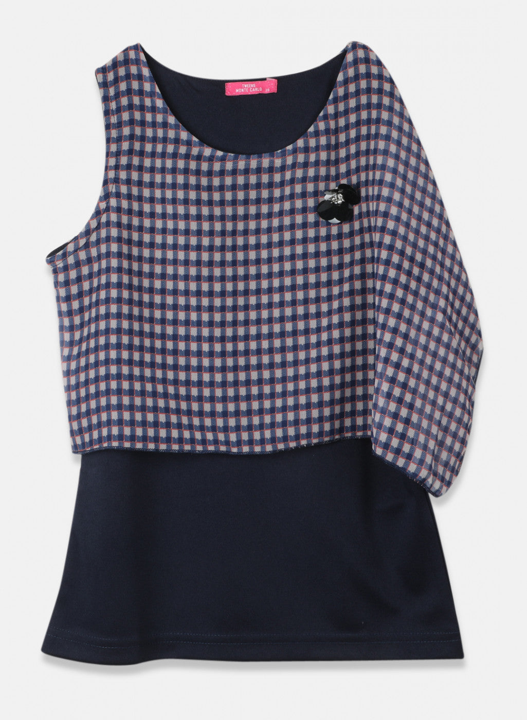 Girls Navy Blue Printed Top
