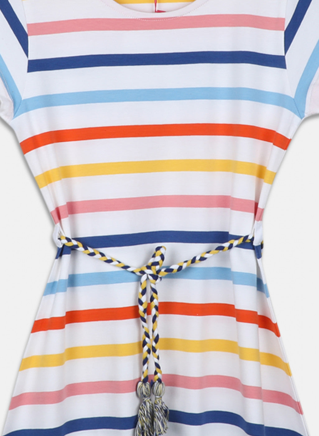 Girls White Stripe Dress