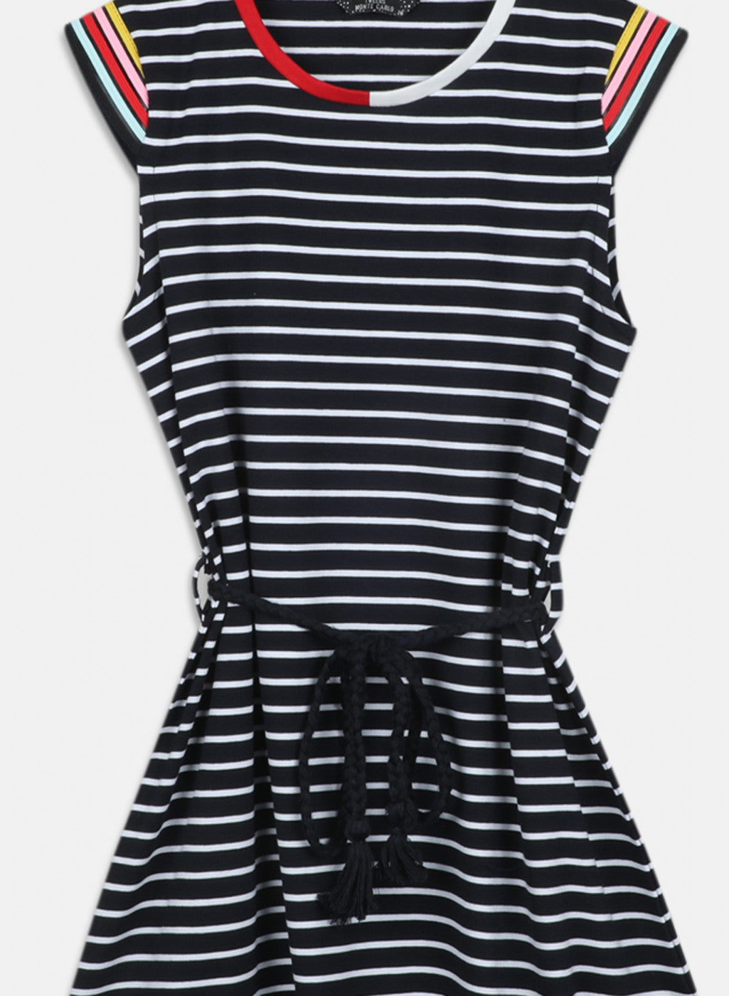 Girls Black & White Stripe Dress