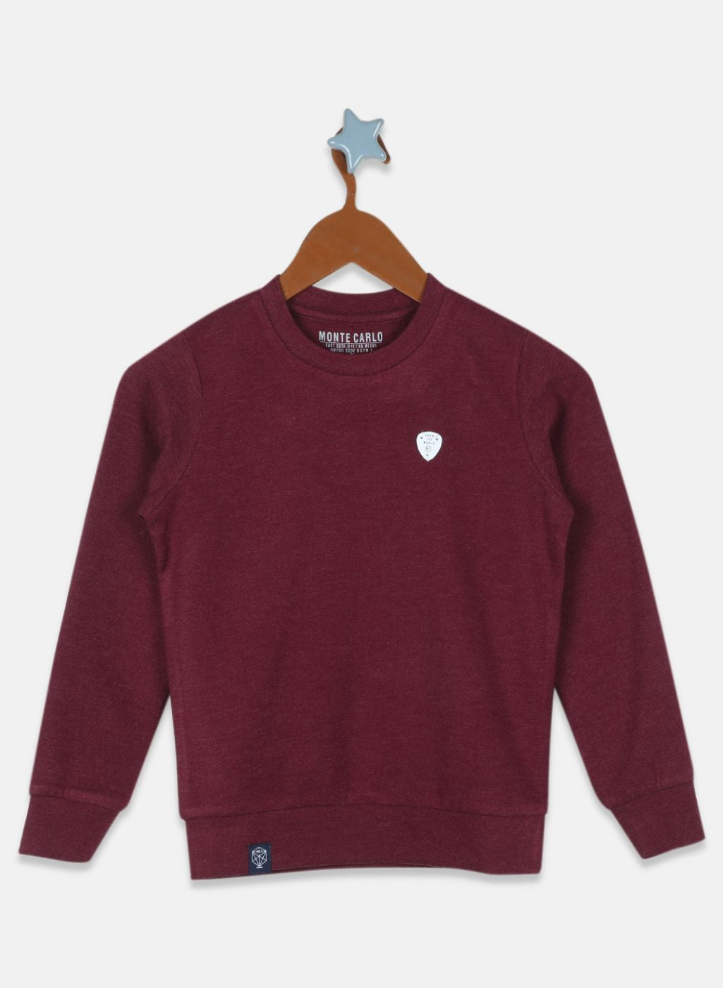 Boys Maroon Solid Sweatshirt