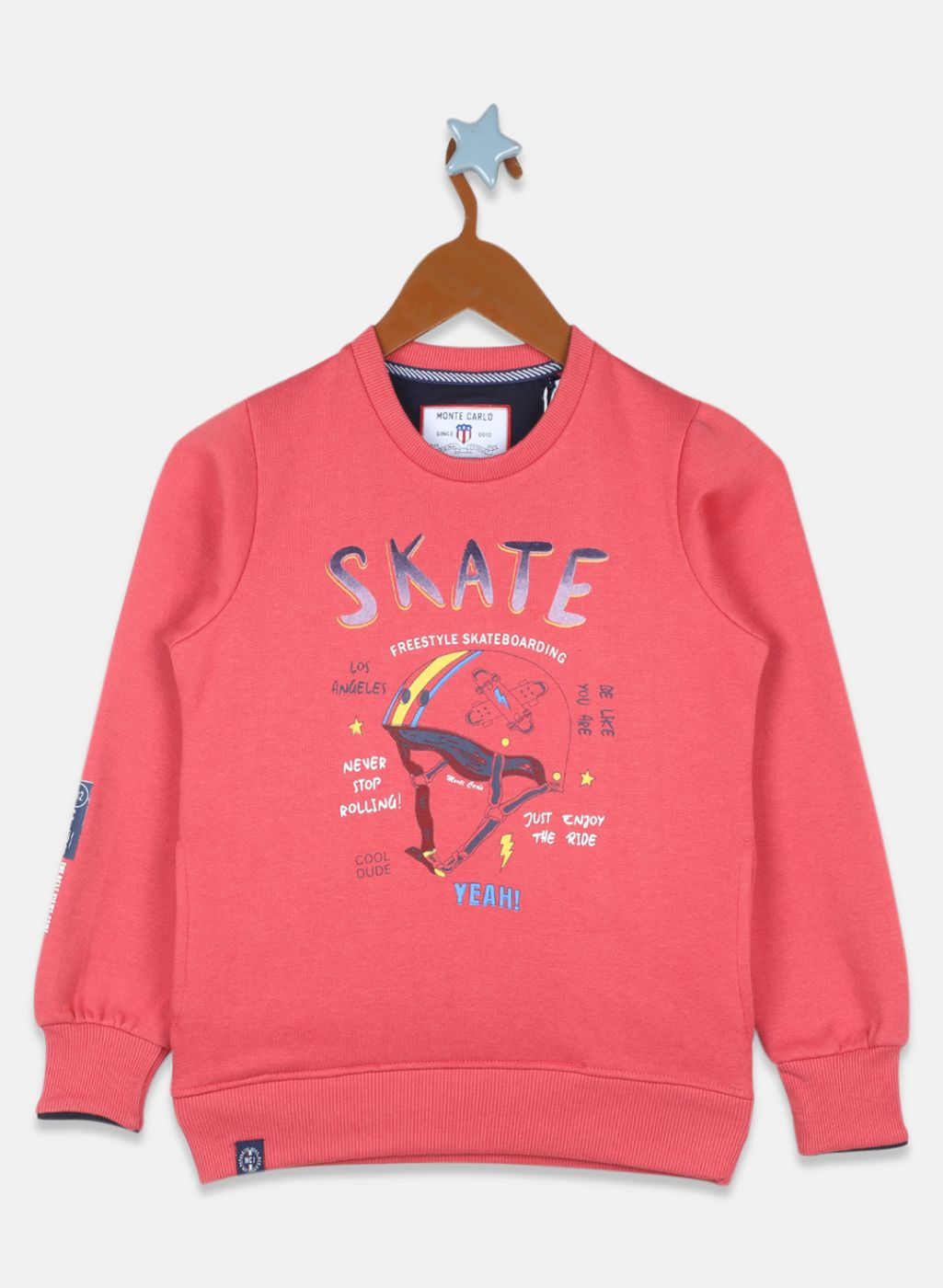 Boys Peach Printed Sweatshirt