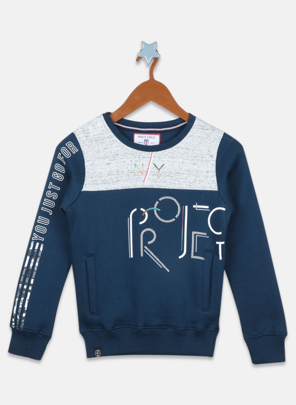 Boys Blue Printed Sweatshirt