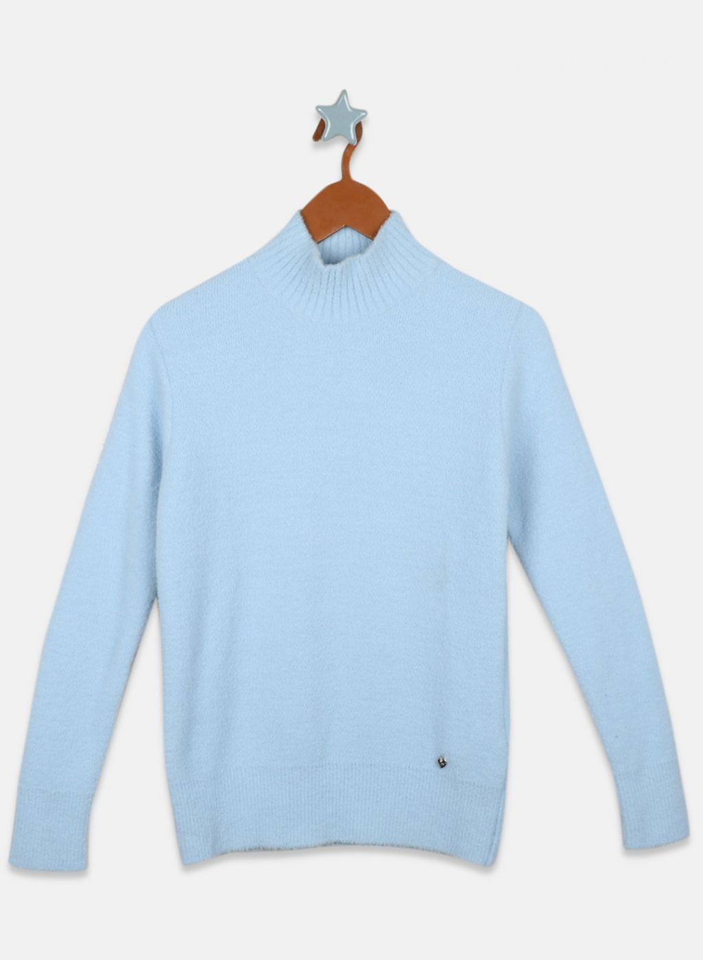 Girls Sky Blue Solid Top