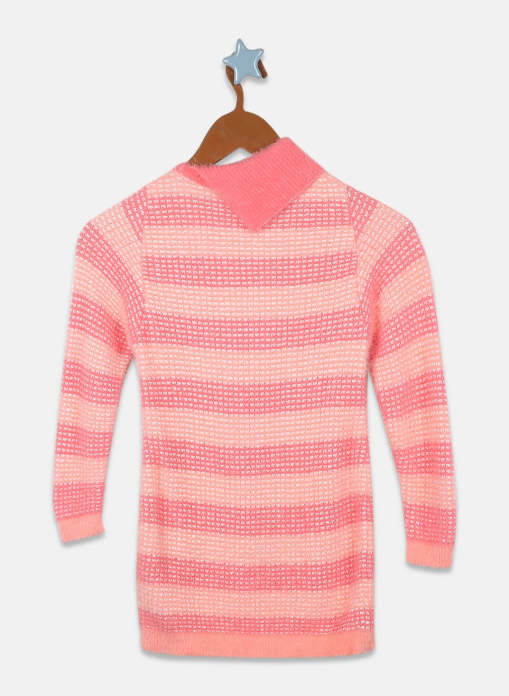 Girls Coral Pink Stripe Top