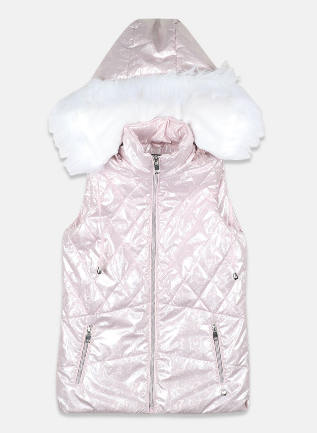 Girls Pink Printed Jacket